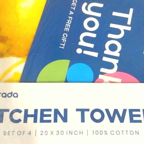 KITCHEN TOWELS 4 PIECE SET SIZE 20" X 30" 100% COTTON DISH TOWELS DRY CLOTHS NWT - Picture 2 of 3